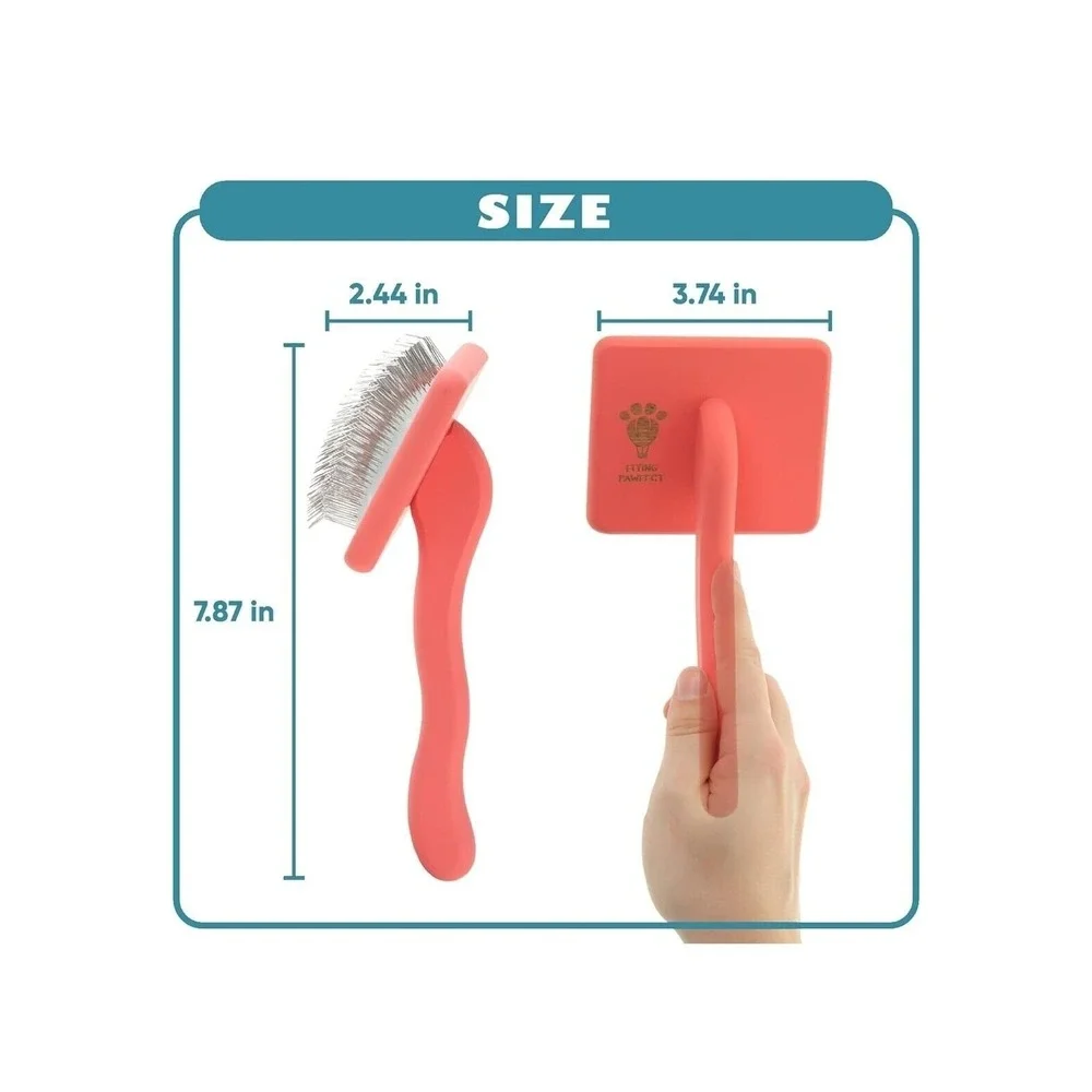 Flying Pawfect Pet Slicker Brush Large Pink Ergonomic Handle For Dogs Cats